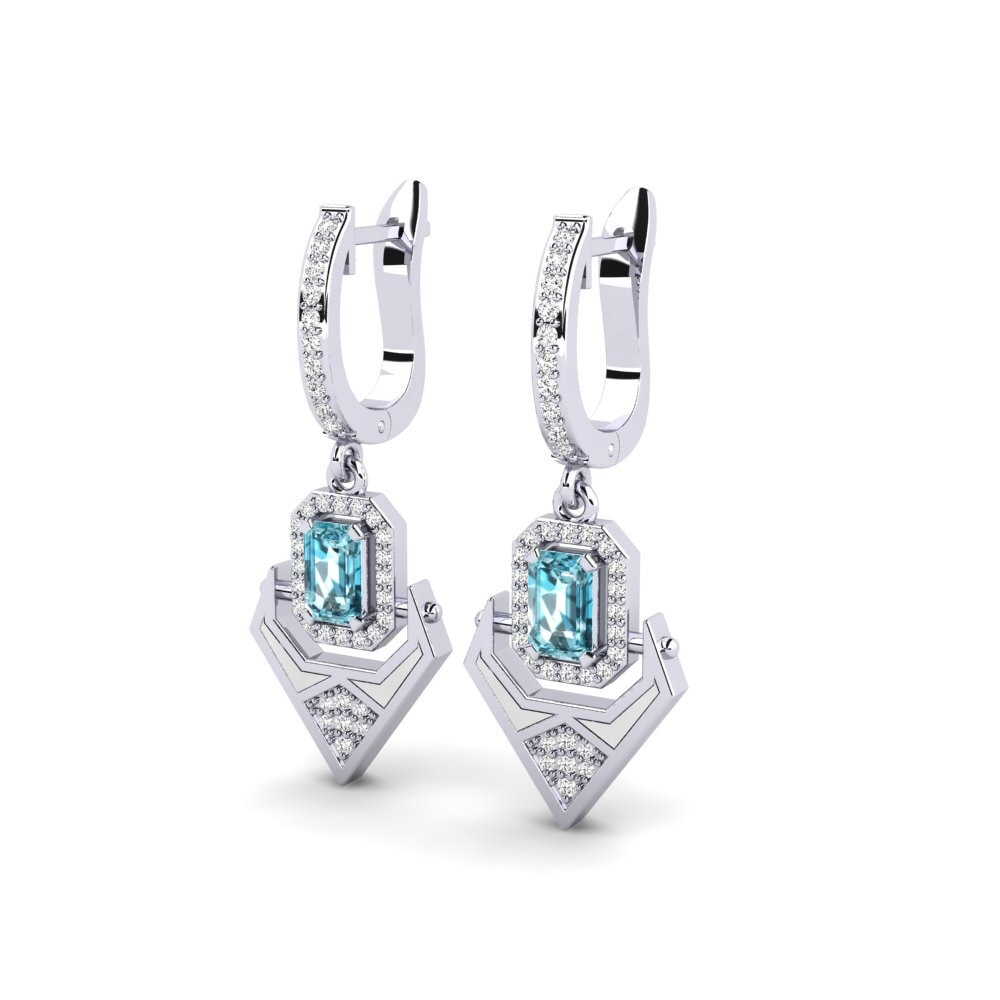 Esmeralda Zircão Azul Brincos Feminino Neyolla