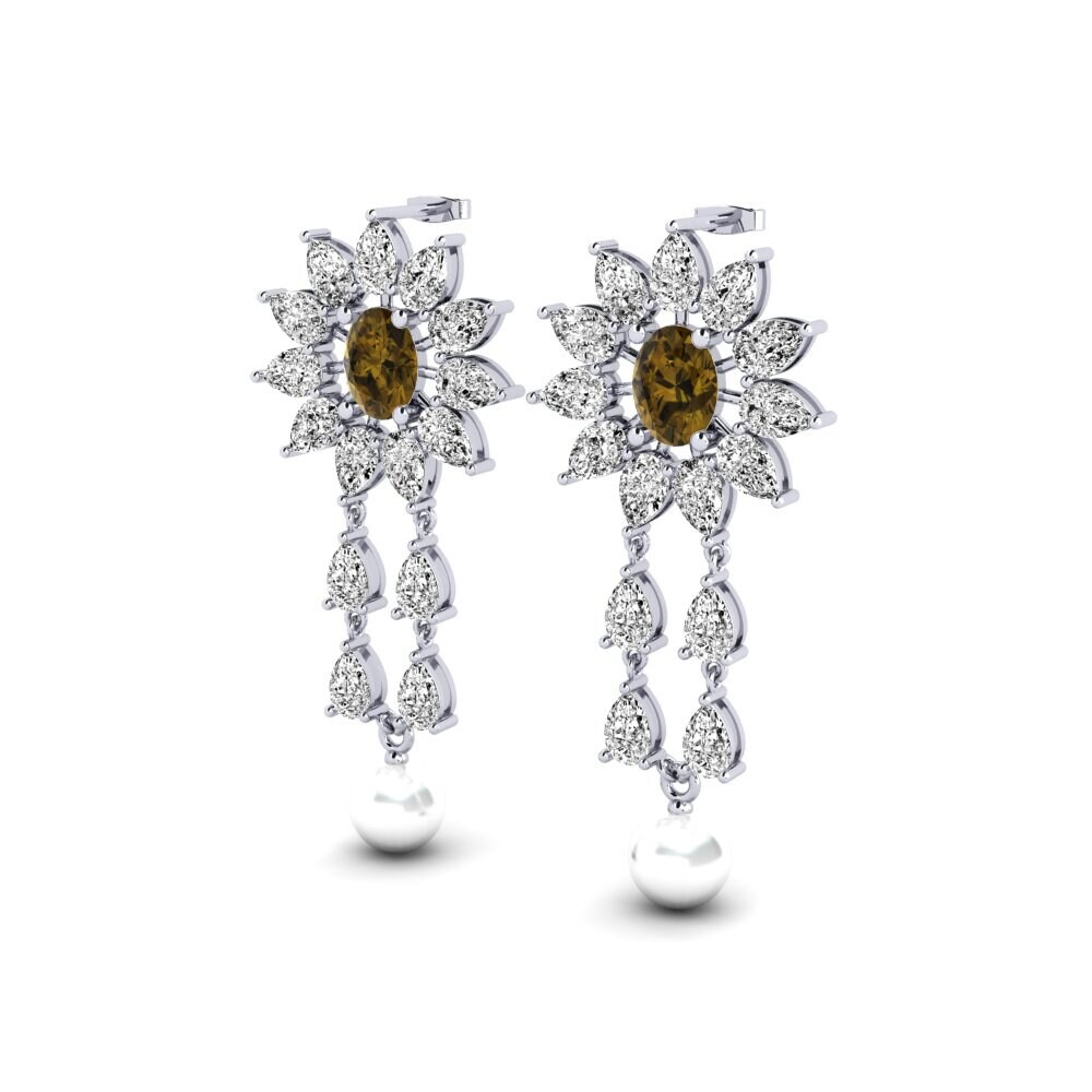 950 Palladium Brown Zircon Women's Earring Wynn