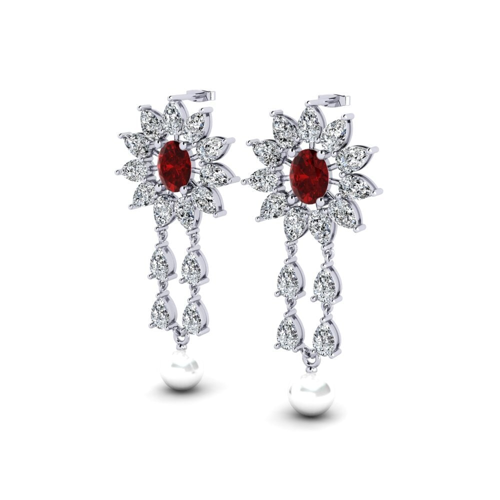 White Silver Ruby (Lab Created) Women's Earring Wynn