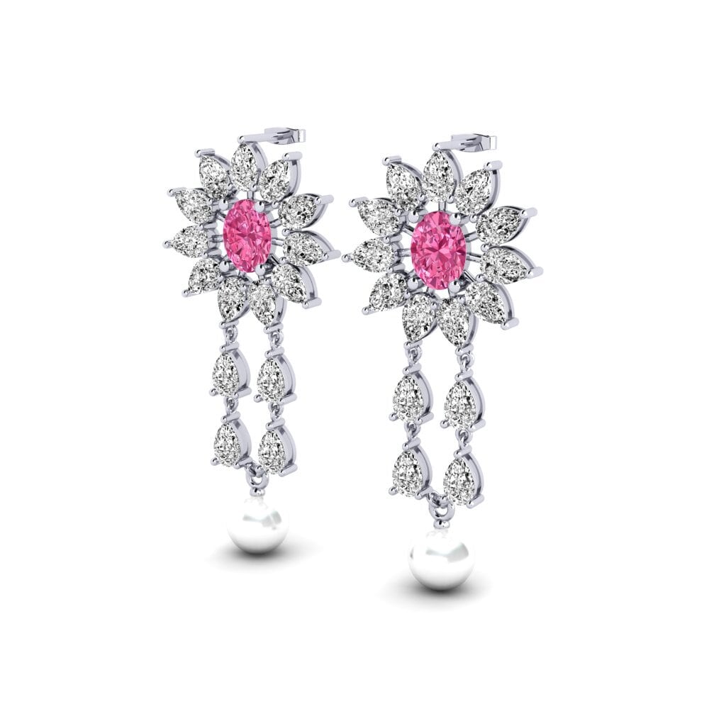 Platino 950 Turmalina rosa Pendiente de mujer Wynn