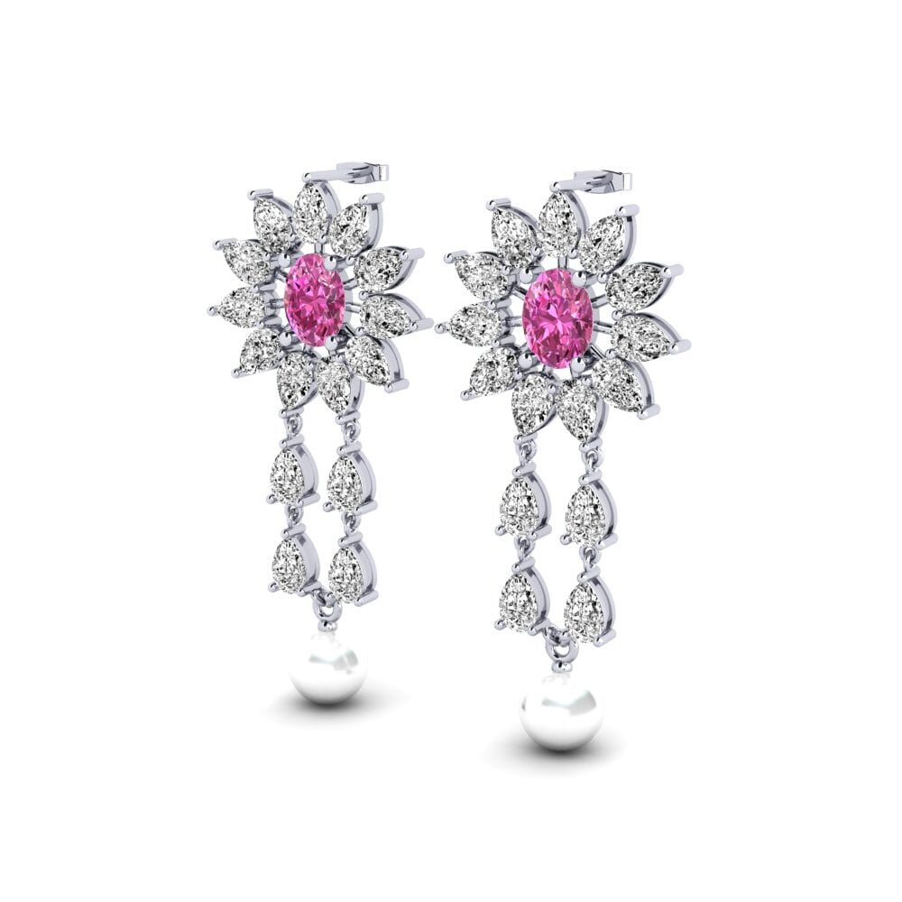 18k Oro Blanco Topacio Rosa Pendiente de mujer Wynn