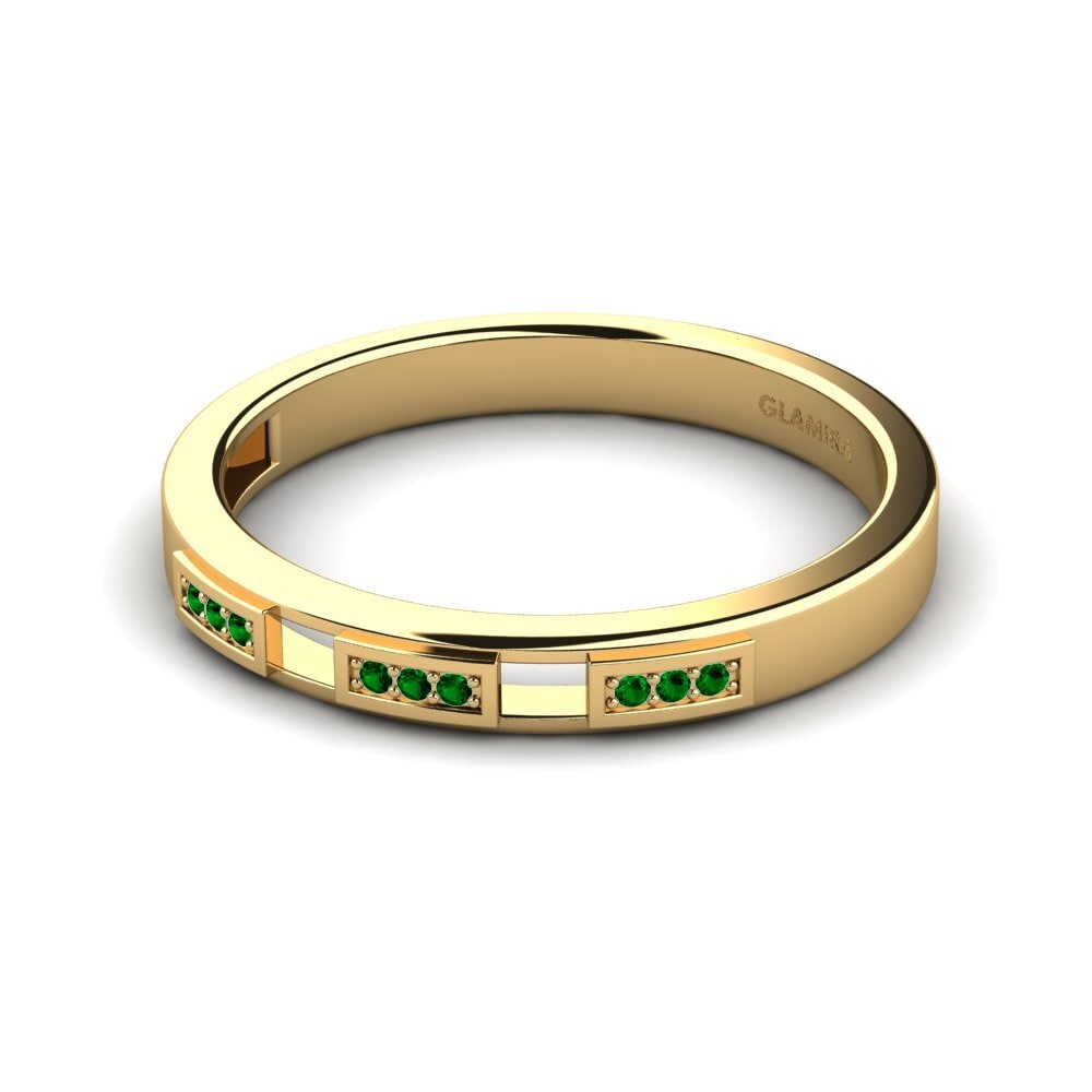 14k Oro Amarillo Circonita Verde Anillo de Hombre Buizel