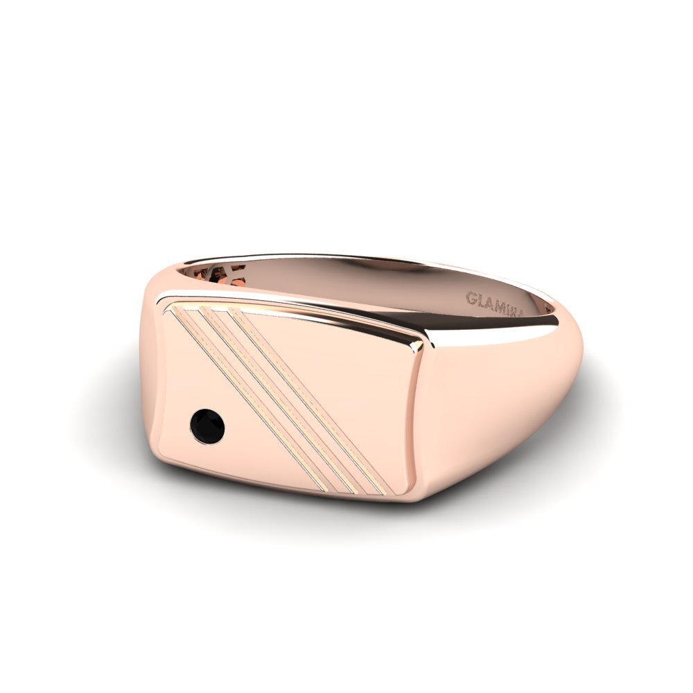 14ct Rose Gold Black Onyx Men's Ring Allame
