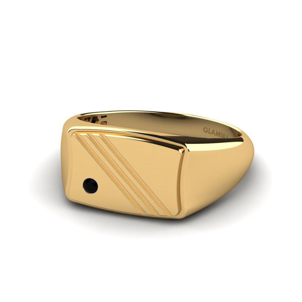9ct Yellow Gold Black Sapphire Men's Ring Allame