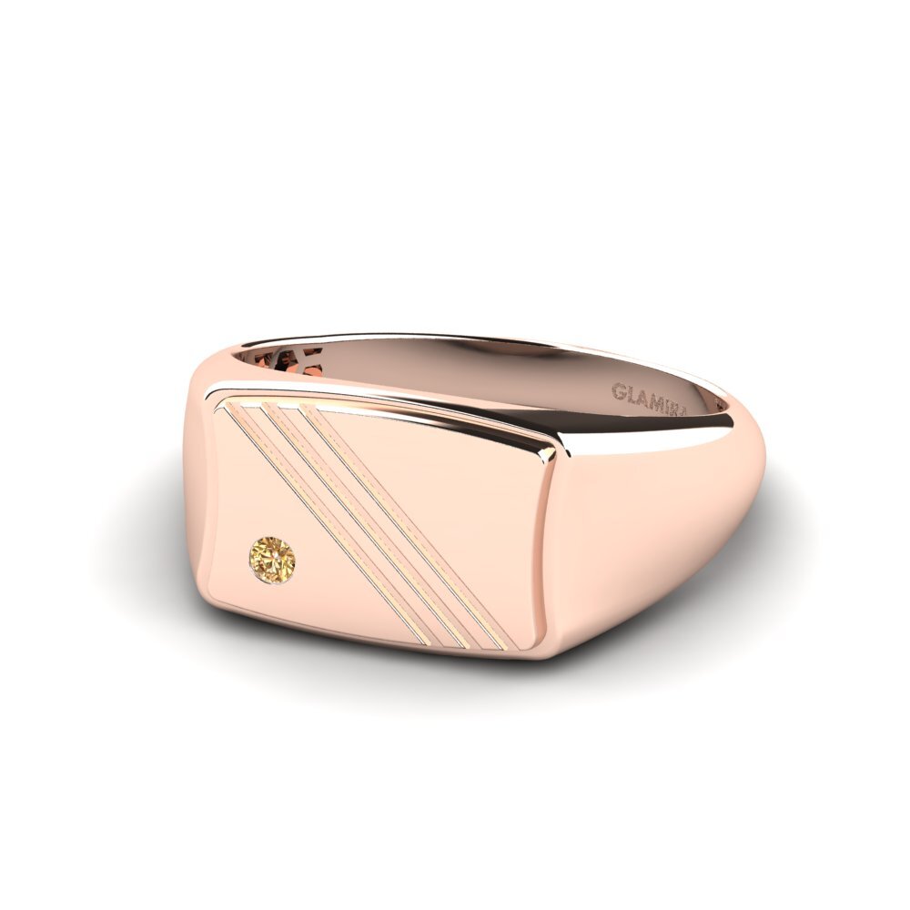 14ct Rose Gold Brown Diamond Men's Ring Allame