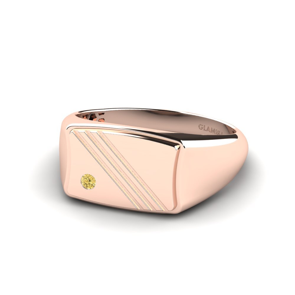 Oro Rosso 750 Diamante Giallo Anello da uomo Allame
