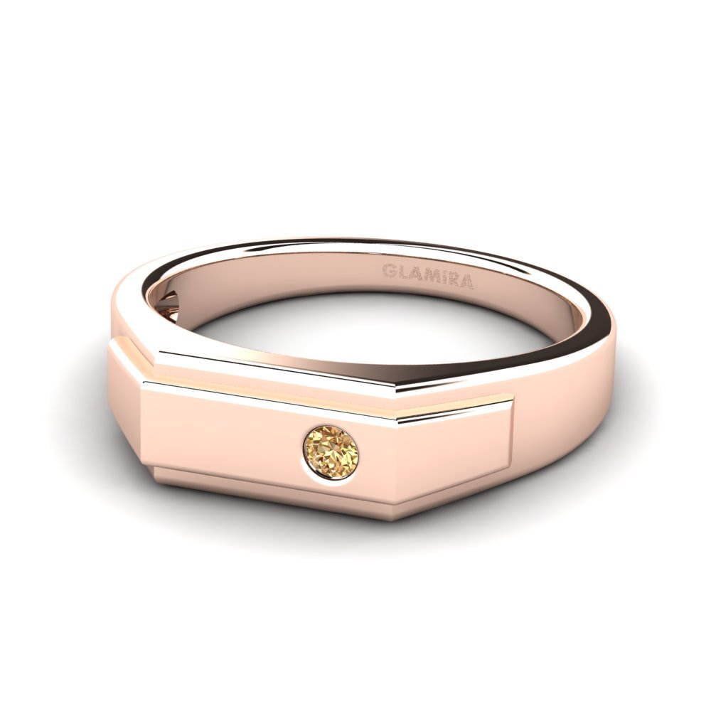 14ct Rose Gold Brown Diamond Men's Ring Pineiro