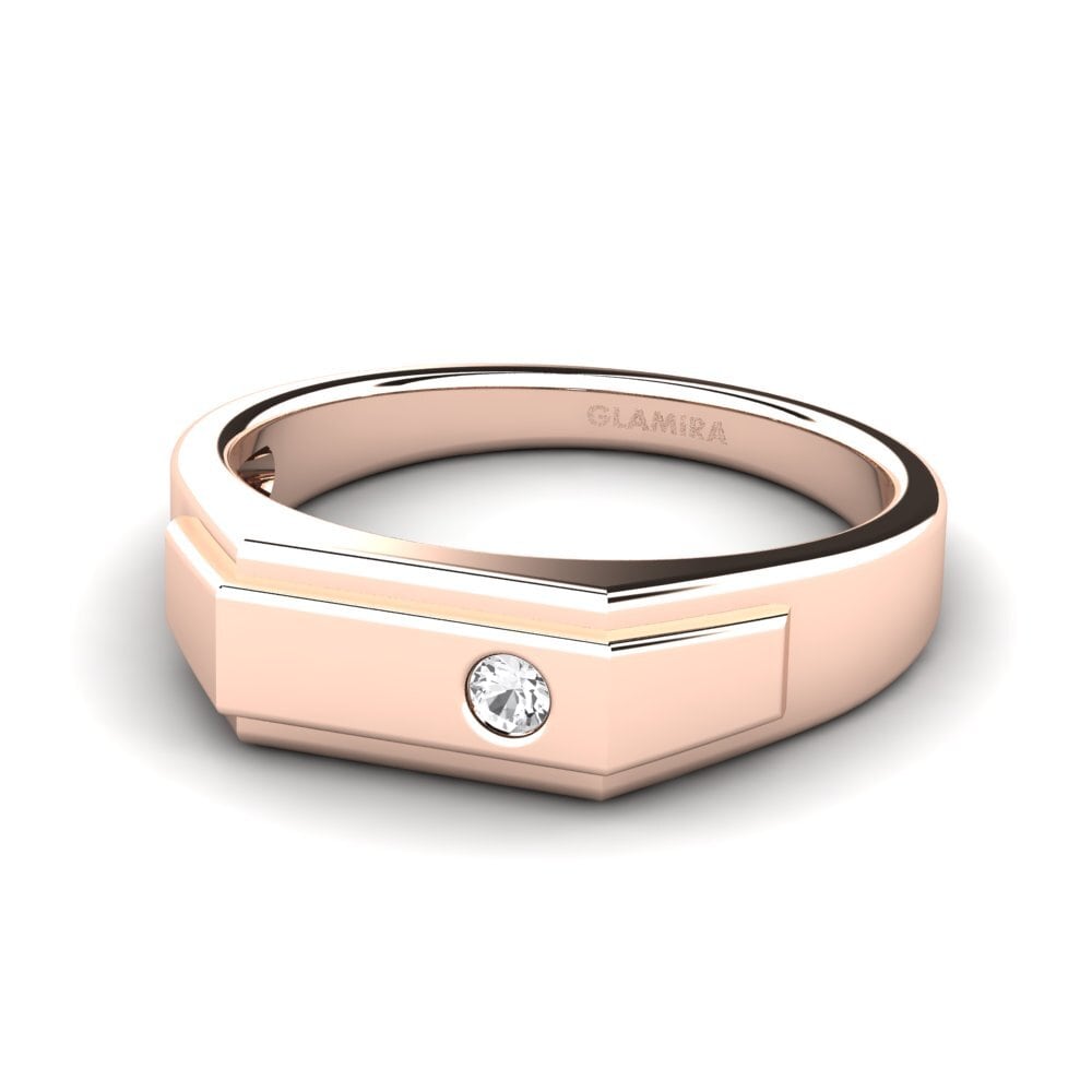 14ct Rose Gold White sapphire Men's Ring Pineiro