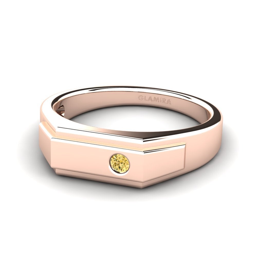 Oro Rosso 750 Diamante Giallo Anello da uomo Pineiro