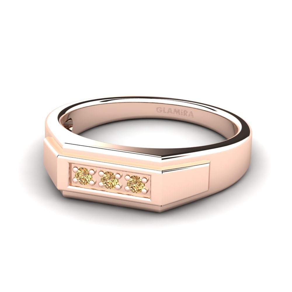 14ct Rose Gold Brown Diamond Men's Ring Plante
