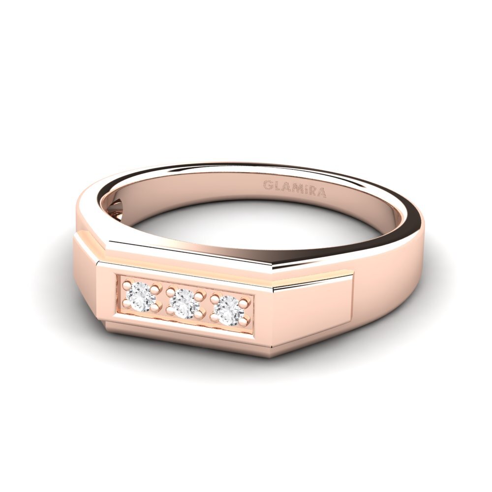 14ct Rose Gold White sapphire Men's Ring Plante
