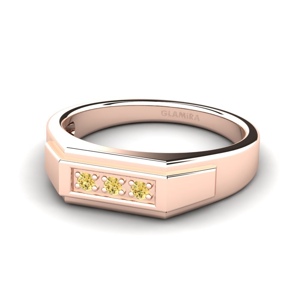 Oro Rosso 750 Diamante Giallo Anello da uomo Plante