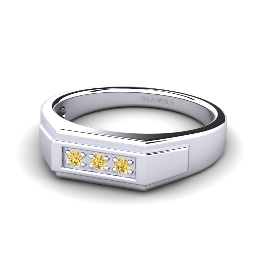 Diamante Amarillo Anillo de Hombre Plante