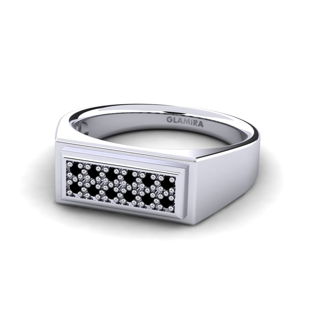 Paladio 950 Ónix Negro Anillo de Hombre Scraggy