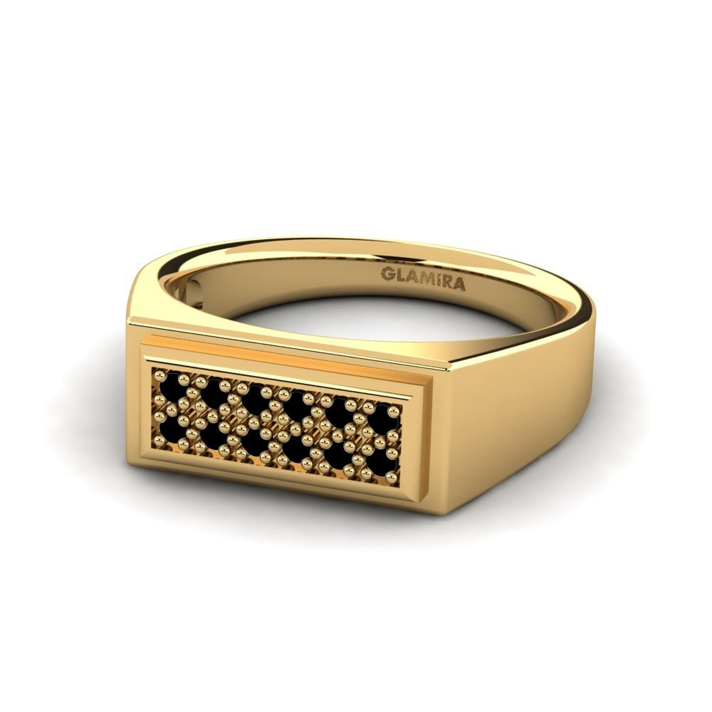9ct Yellow Gold Black Sapphire Men's Ring Scraggy