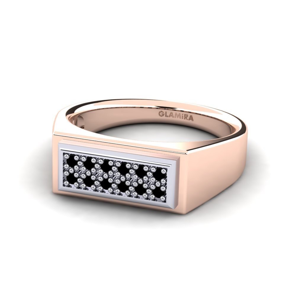 Oro Rosso & Bianco 585 Diamante Nero Anello da uomo Scraggy