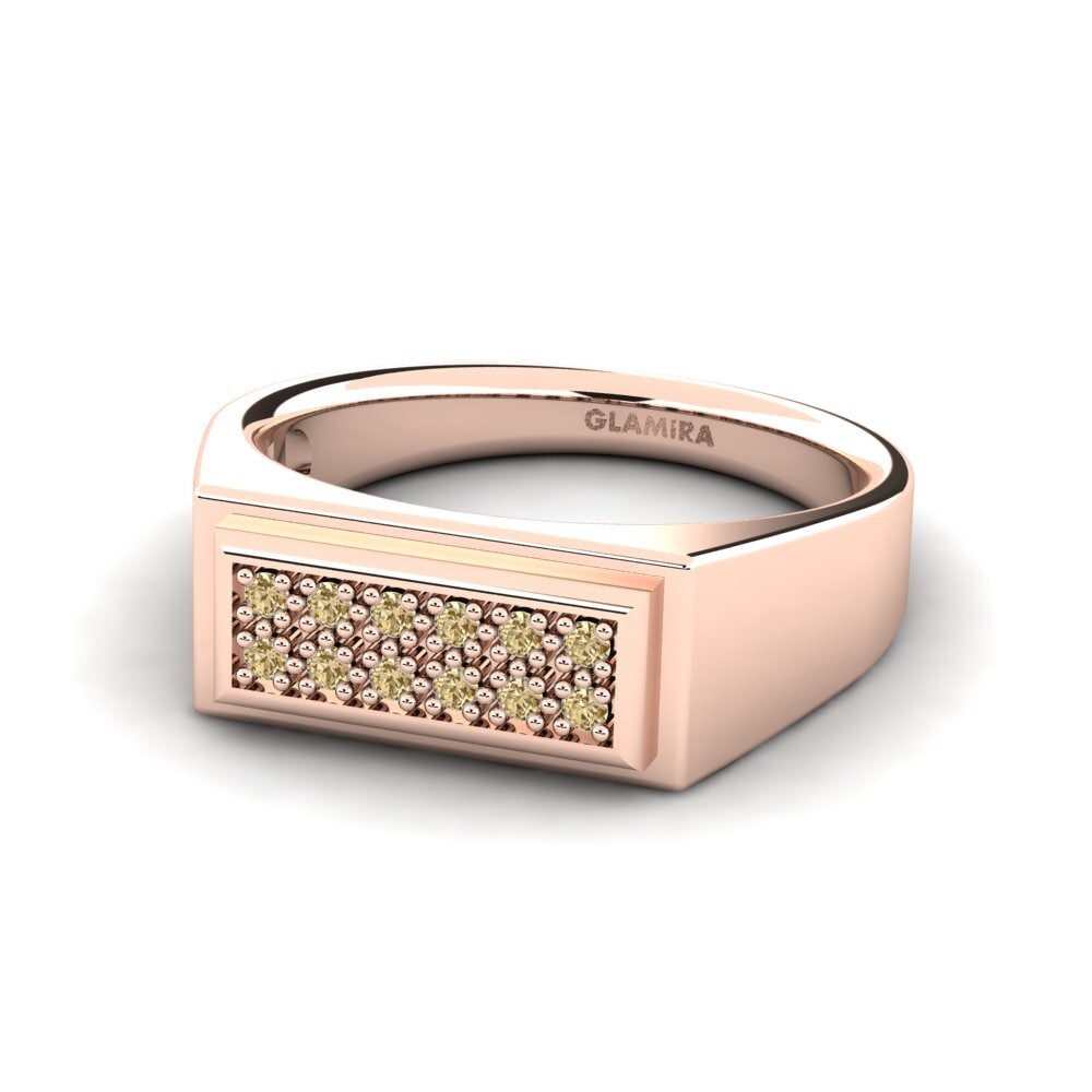 14ct Rose Gold Brown Diamond Men's Ring Scraggy