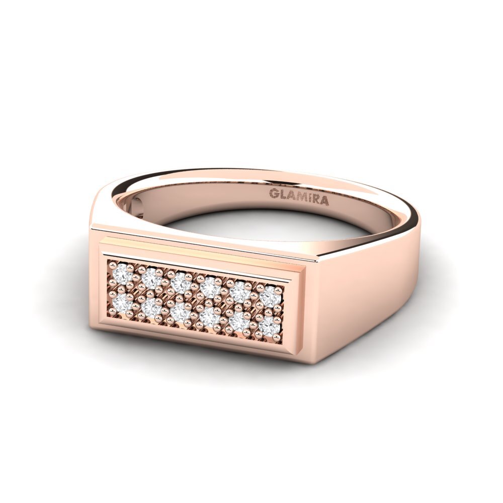 14ct Rose Gold White sapphire Men's Ring Scraggy