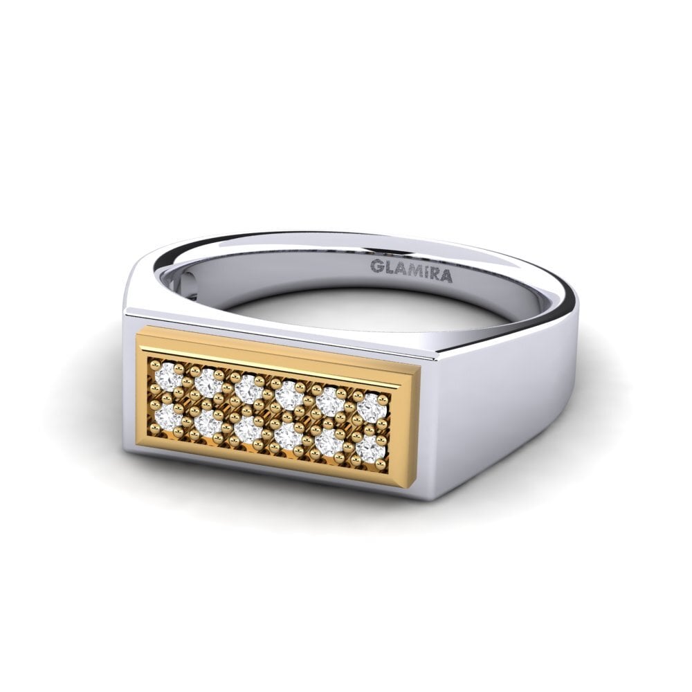 14ct White & Yellow Gold White sapphire Men's Ring Scraggy