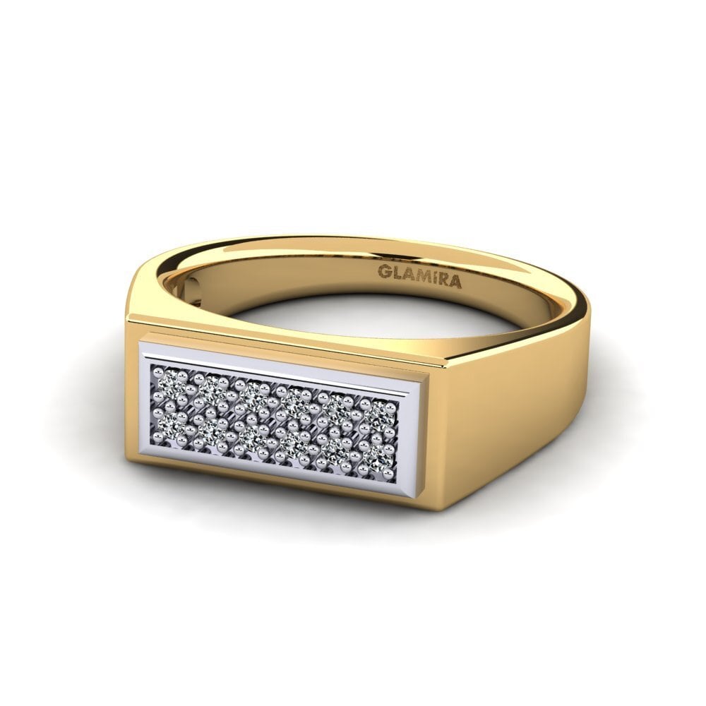 Oro Giallo & Bianco 375 Zircone Anello da uomo Scraggy