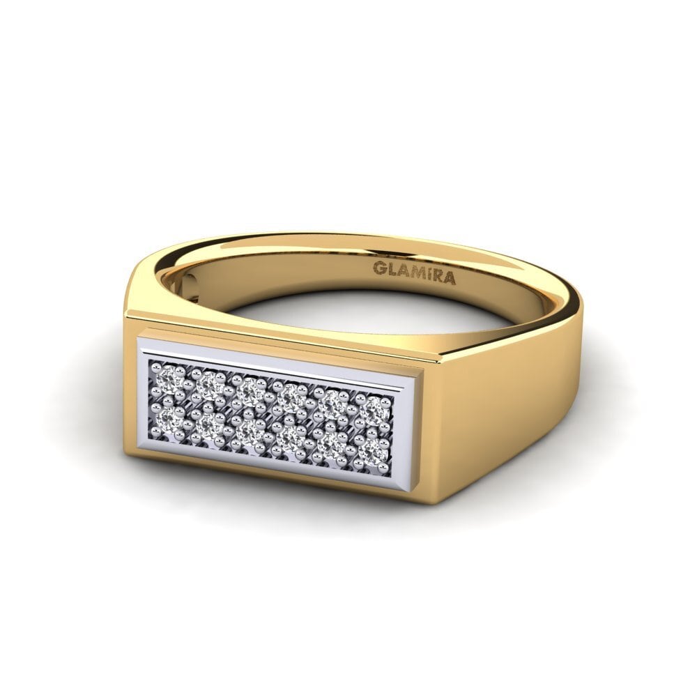 14ct Yellow & White Gold Lab Grown Diamond Men's Ring Scraggy