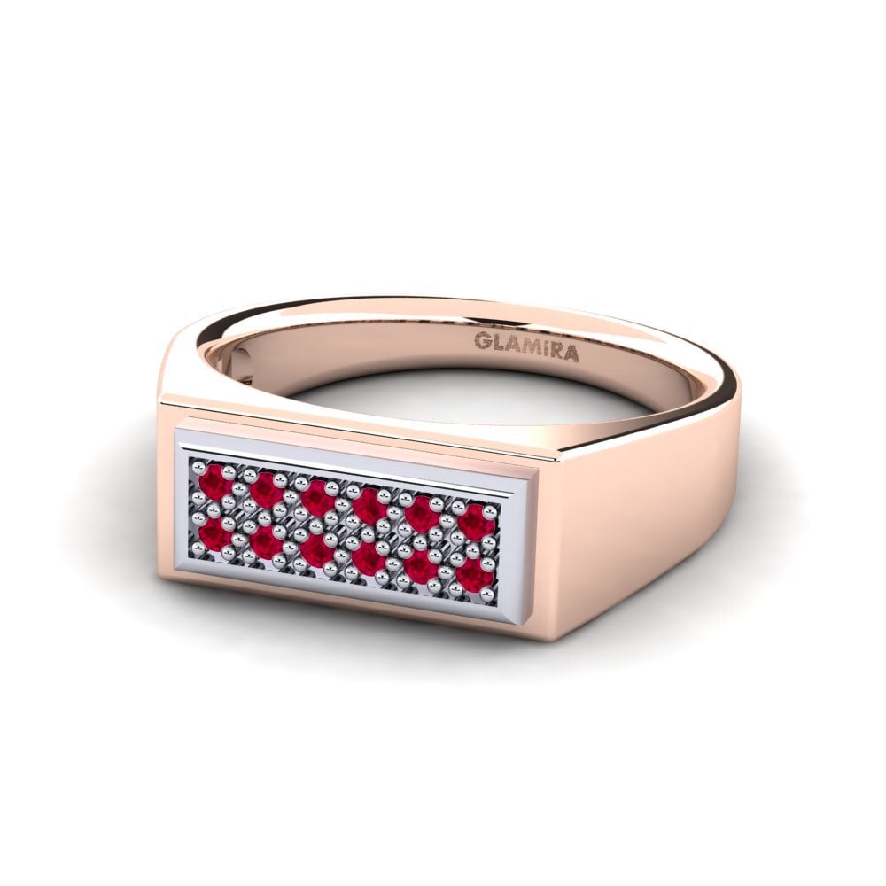 14ct Rose & White Gold Ruby Men's Ring Scraggy