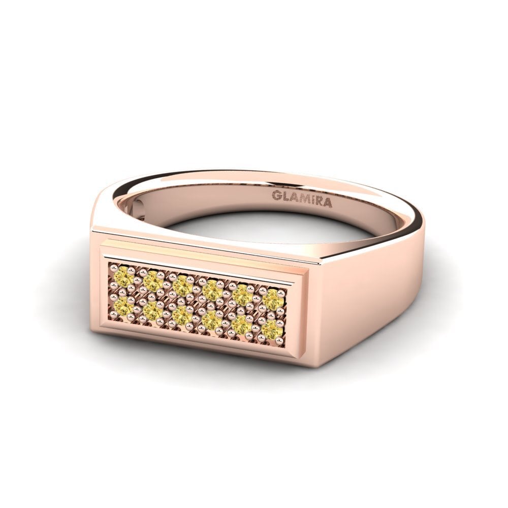 Oro Rosso 750 Diamante Giallo Anello da uomo Scraggy