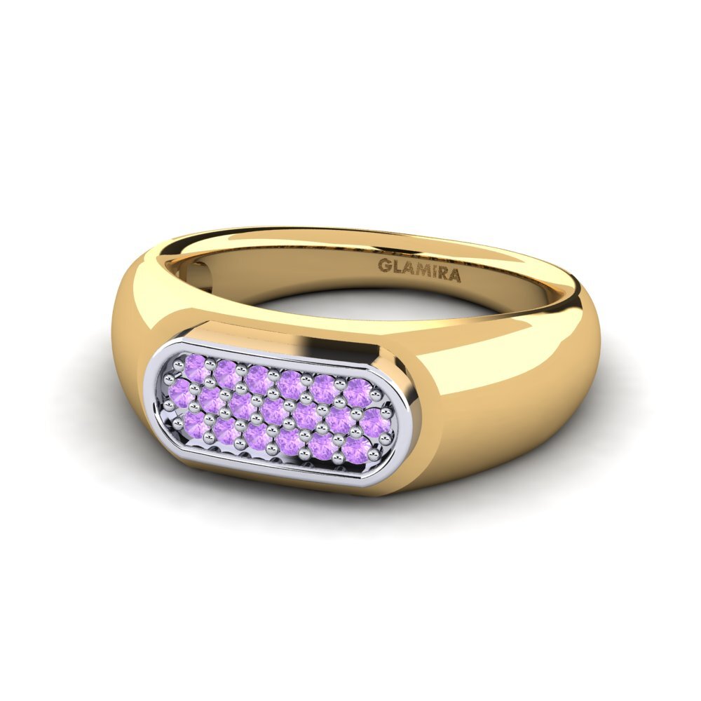 Oro Giallo & Bianco 375 Ametista Anello da uomo Sewaddle