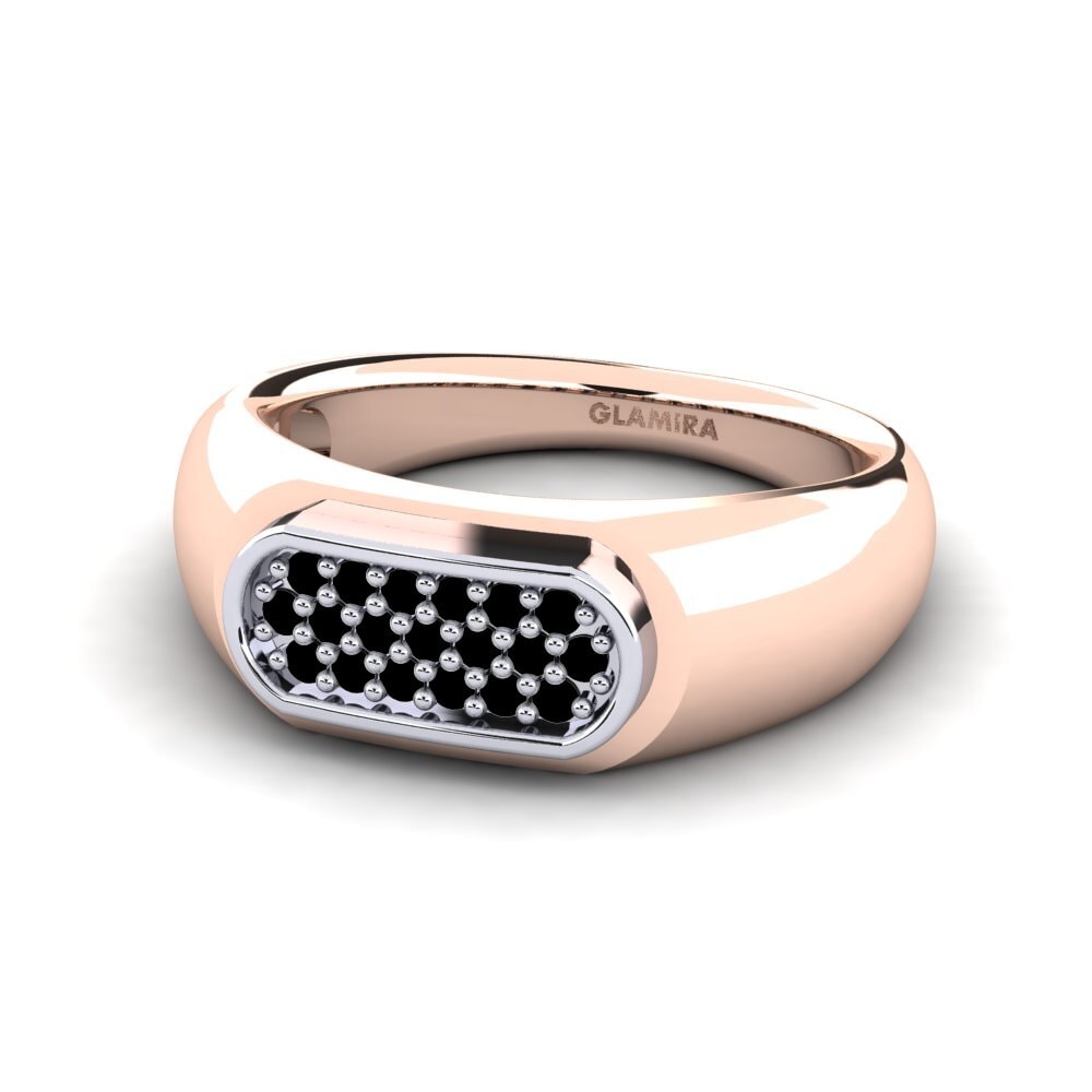 Oro Rosso & Bianco 585 Diamante Nero Anello da uomo Sewaddle