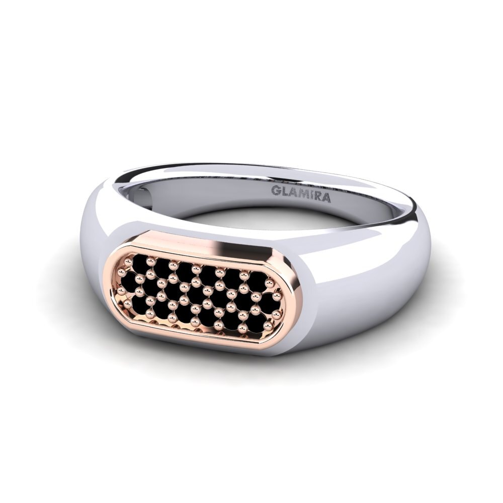 Oro Bianco & Rosso 375 Diamante Nero Anello da uomo Sewaddle