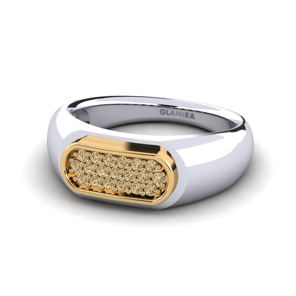 14k Oro Blanco & Amarillo Diamante Marrón Anillo de Hombre Sewaddle