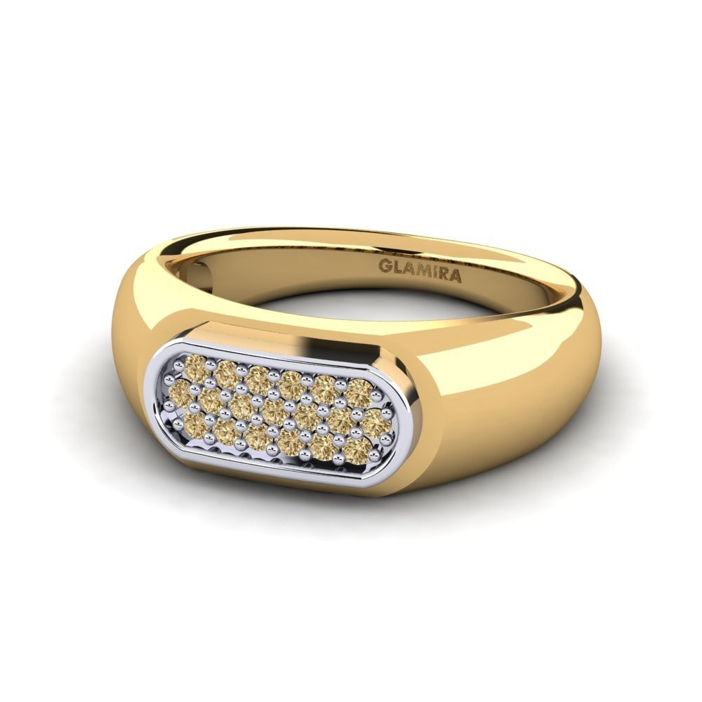 Oro Giallo & Bianco 375 Diamante Marrone Anello da uomo Sewaddle