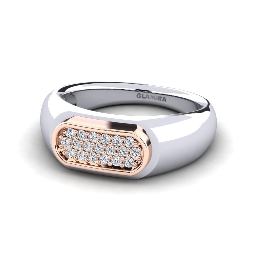 14ct White & Rose Gold Diamond Men's Ring Sewaddle