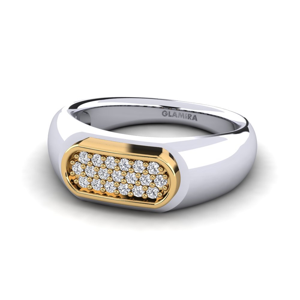 9ct White & Yellow Gold Diamond Men's Ring Sewaddle