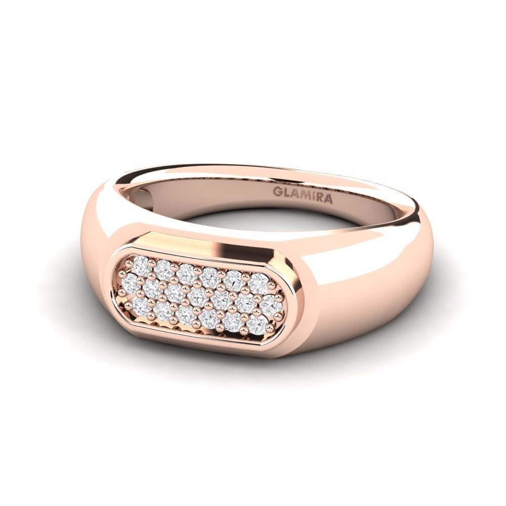 14ct Rose Gold White sapphire Men's Ring Sewaddle