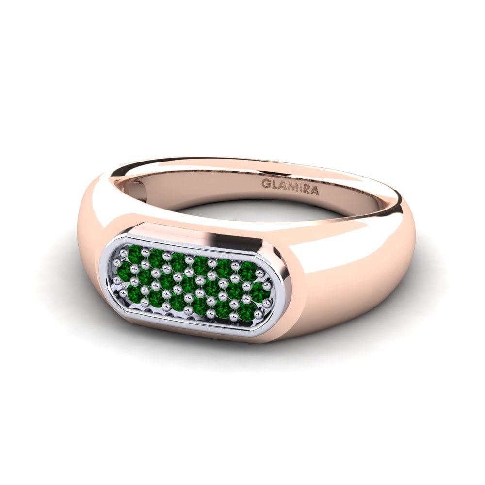 Oro Rosso & Bianco 585 Zircone Verde Anello da uomo Sewaddle