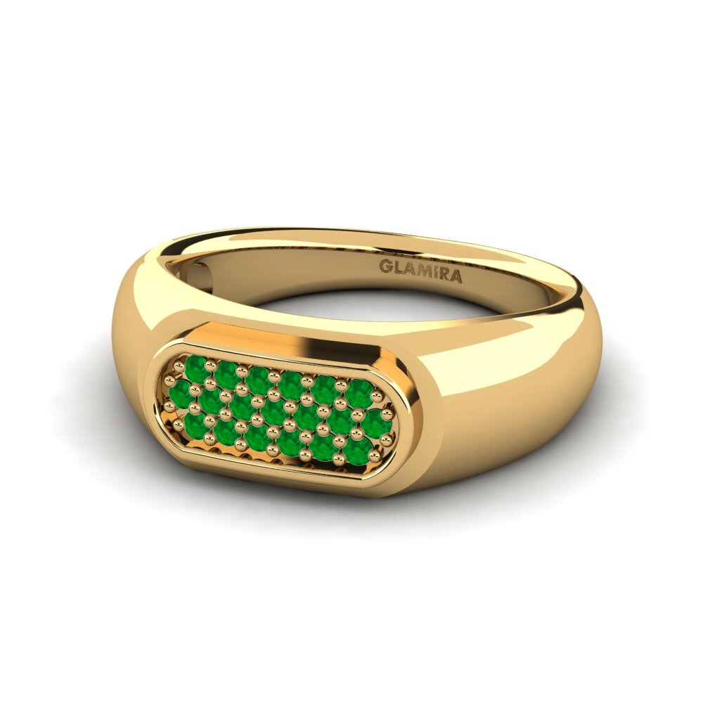 14k Oro Amarillo Esmeralda Anillo de Hombre Sewaddle