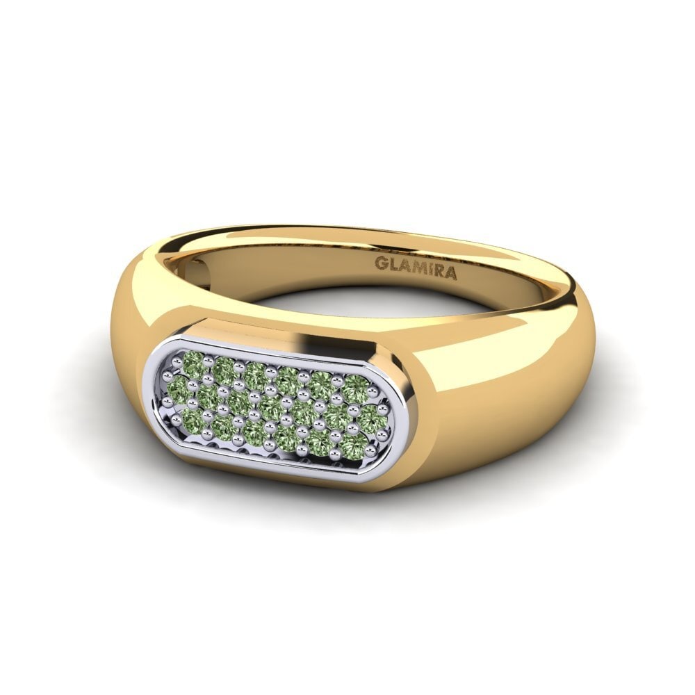 18ct Yellow & White Gold Green Diamond Men's Ring Sewaddle