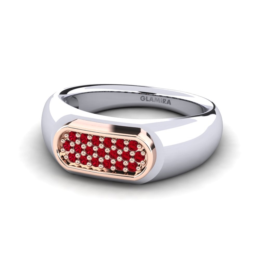 Oro Bianco & Rosso 375 Zircone Rosso Anello da uomo Sewaddle