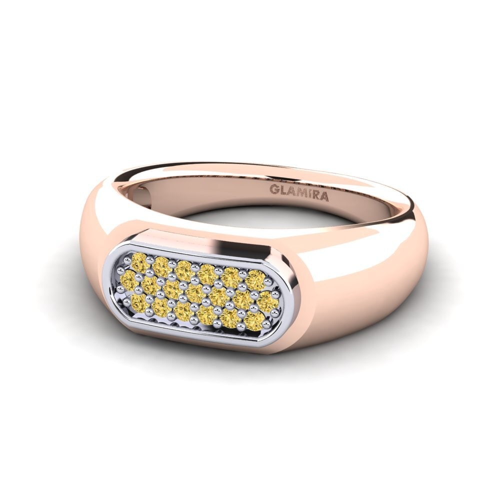 18ct Rose & White Gold Yellow Diamond Men's Ring Sewaddle