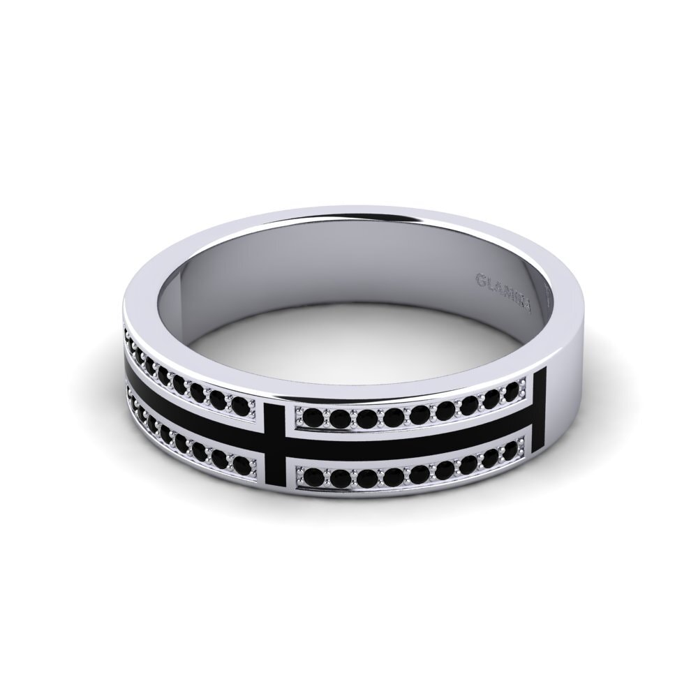 Paladio 950 Ónix Negro Anillo de Hombre Surrett