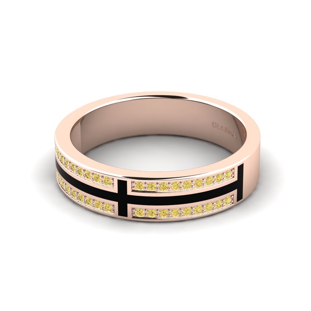 Oro Rosso 750 Diamante Giallo Anello da uomo Surrett