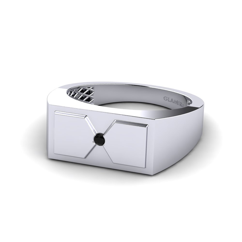 Paladio 950 Ónix Negro Anillo de Hombre Warden