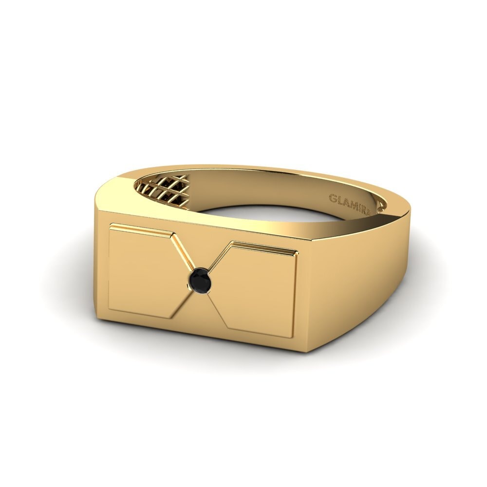 9ct Yellow Gold Black Sapphire Men's Ring Warden