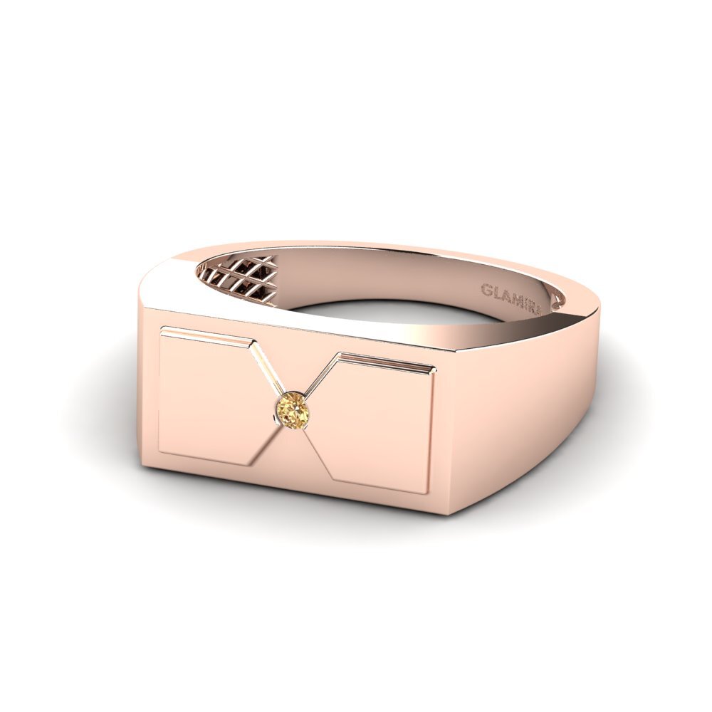 14ct Rose Gold Brown Diamond Men's Ring Warden