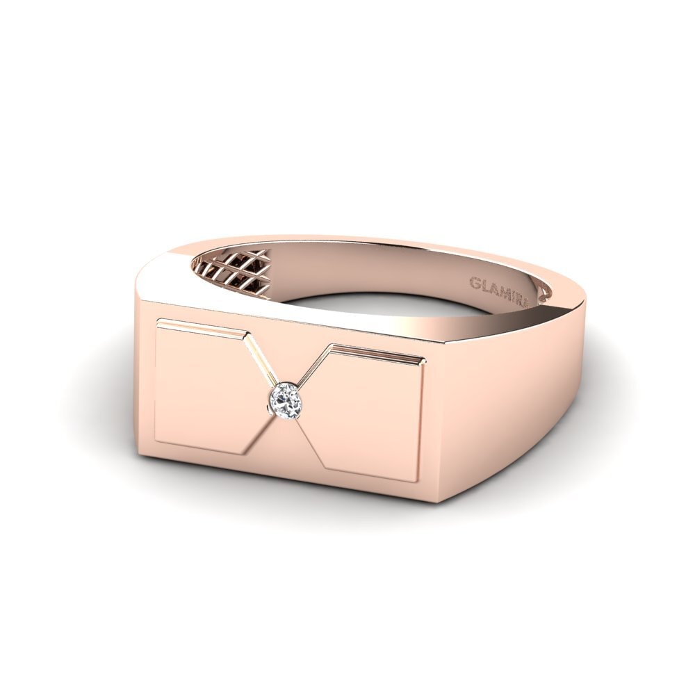 Oro Rosso 750 Diamante Anello da uomo Warden