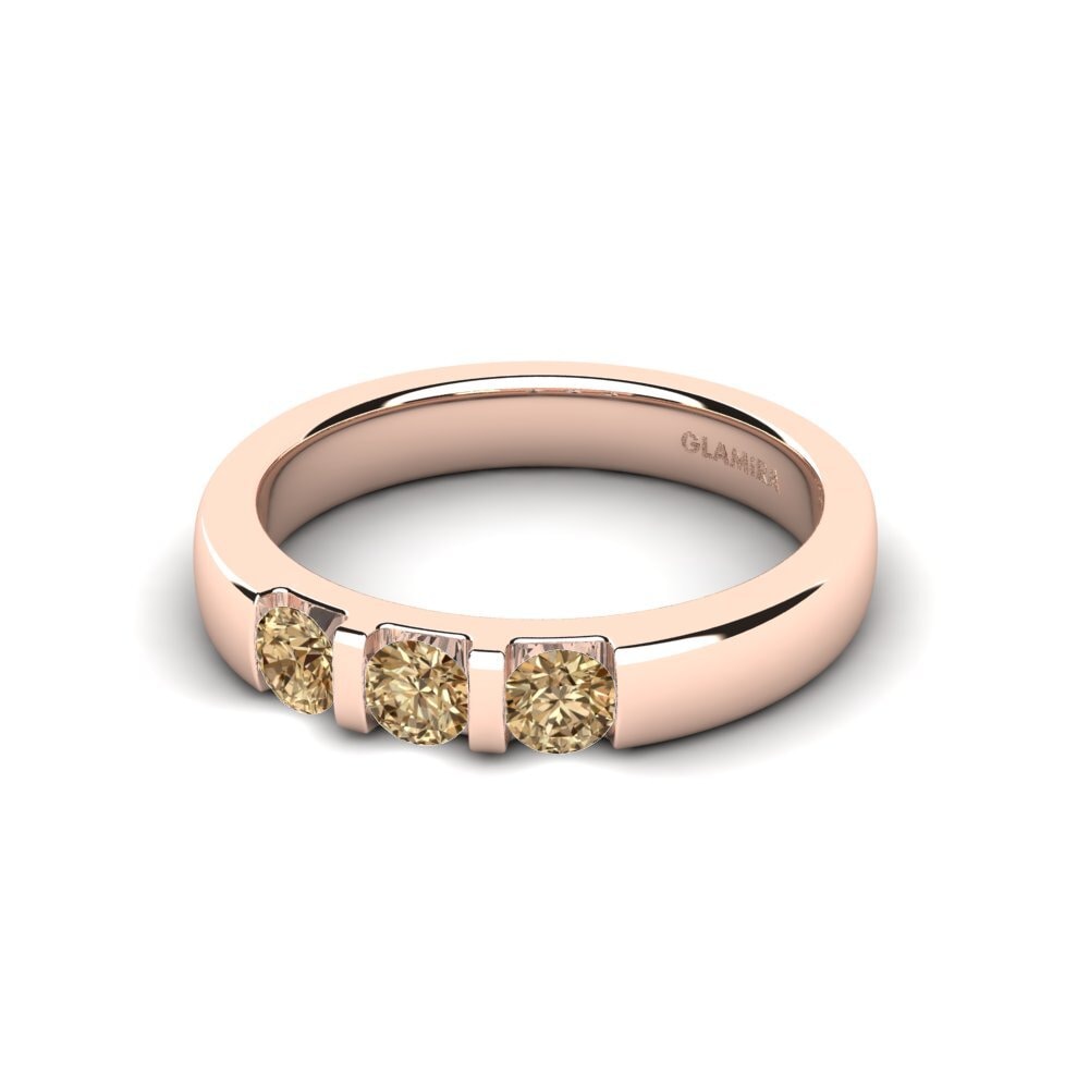14k Oro Rosa Diamante café Anillo de compromiso Elena