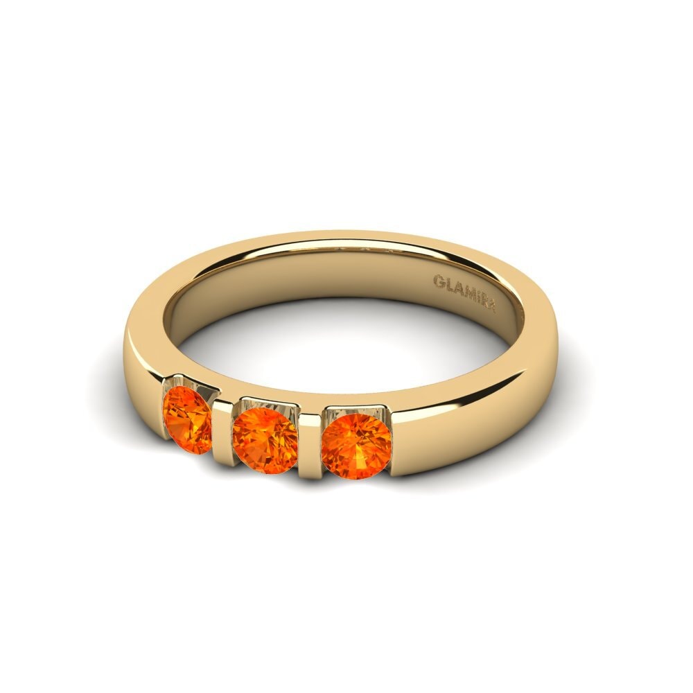 18k Oro Amarillo Zafiro Naranja Anillo de compromiso Elena