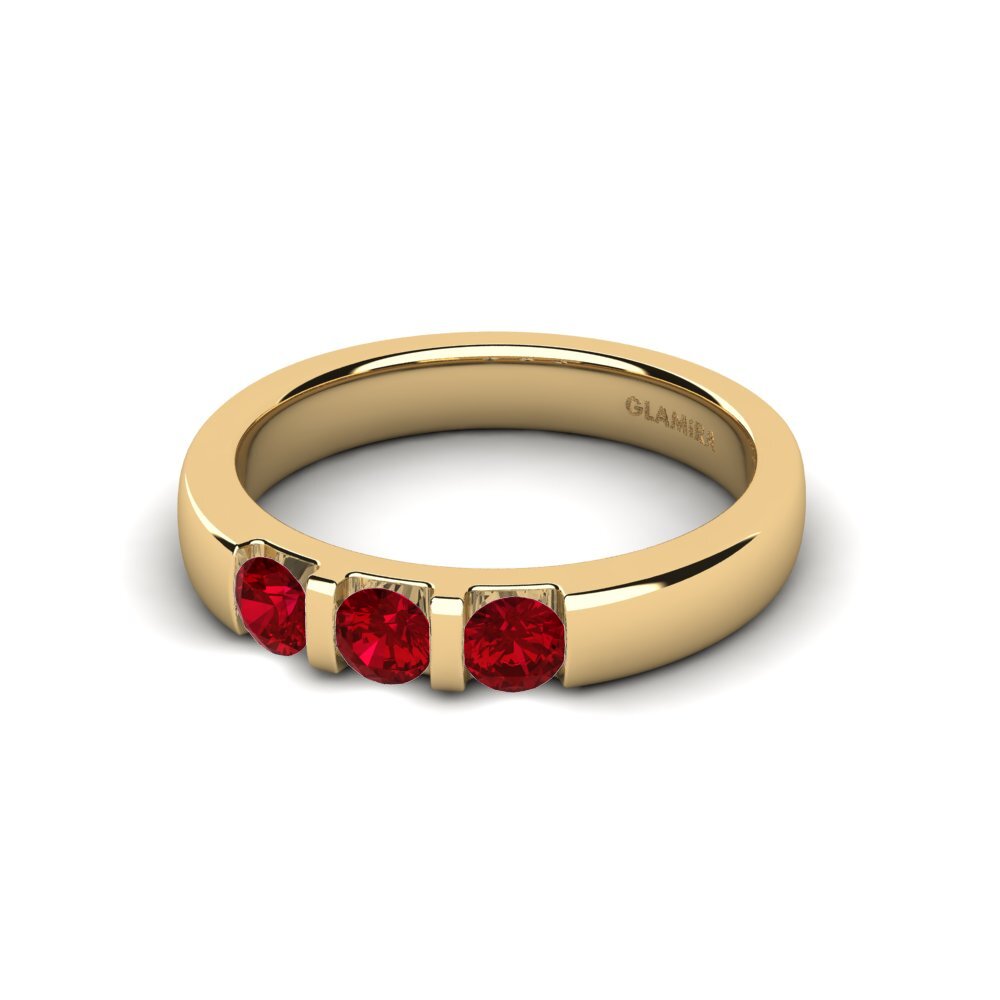 18k Oro Amarillo Circonita Roja Anillo de compromiso Elena