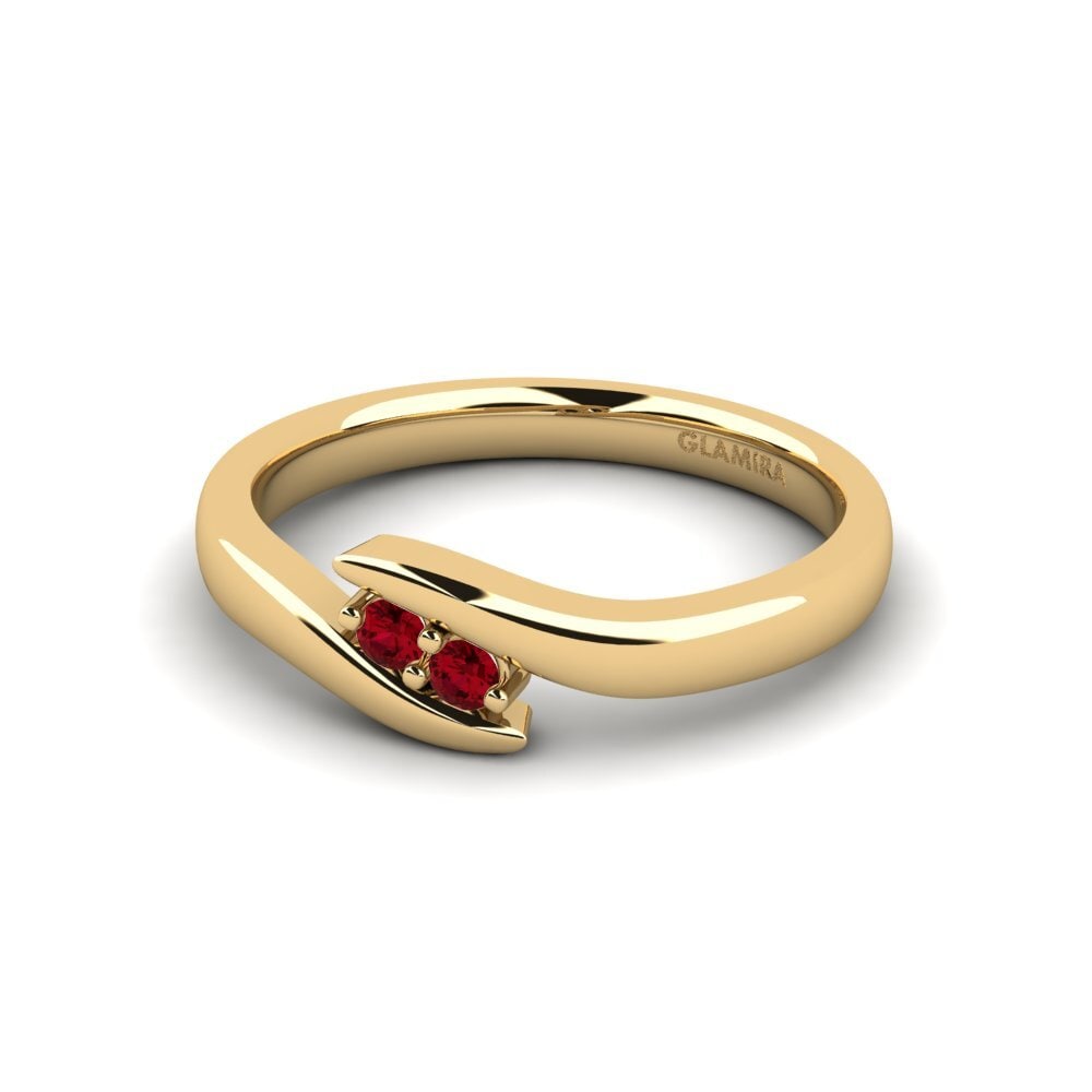 18k Oro Amarillo Circonita Roja Anillo de compromiso Julianne
